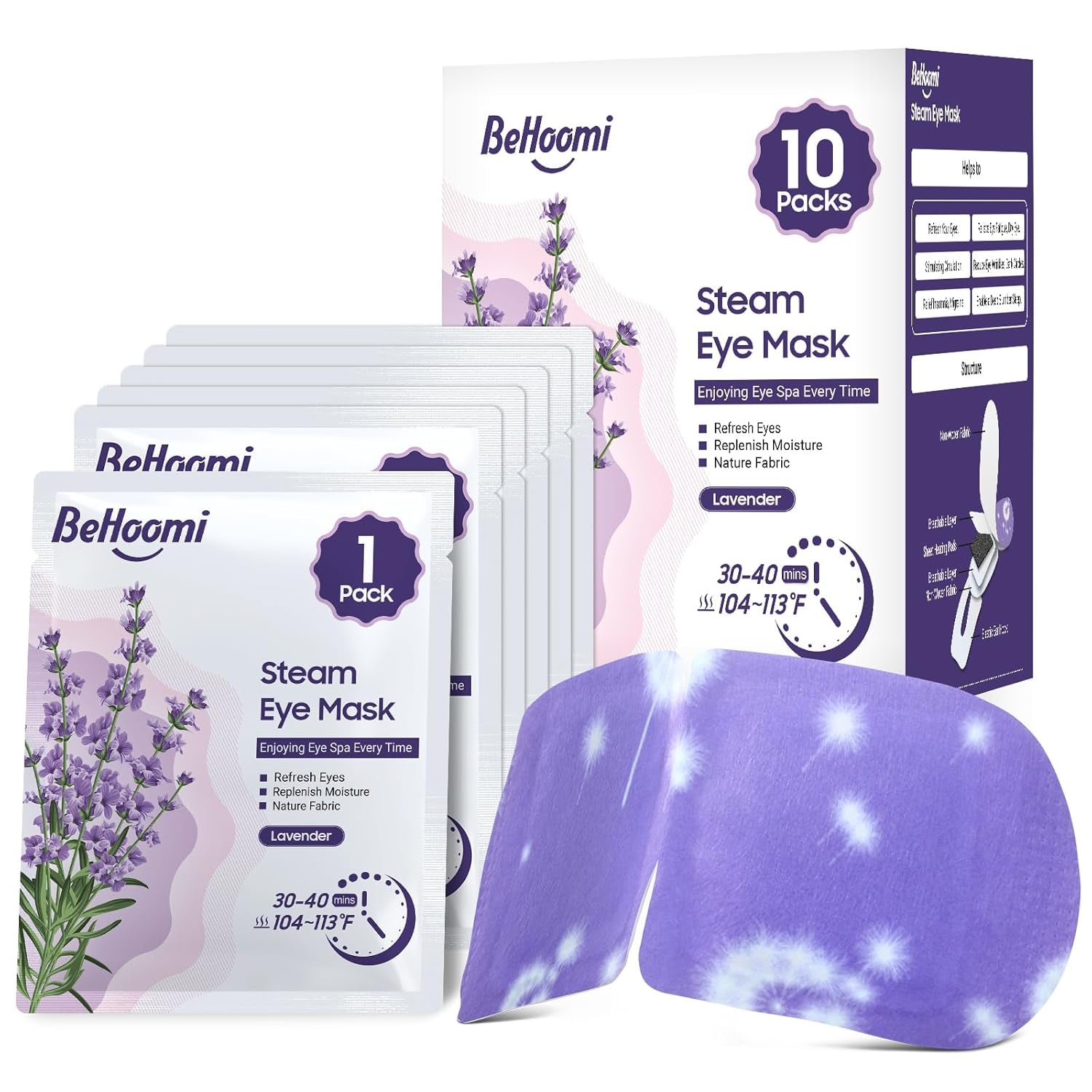 Steam Eye Mask, 20 Packs Heated Eye Mask, Self Heating Disposable SPA Warm Compress for Eyes (Lavender & Chamomile)